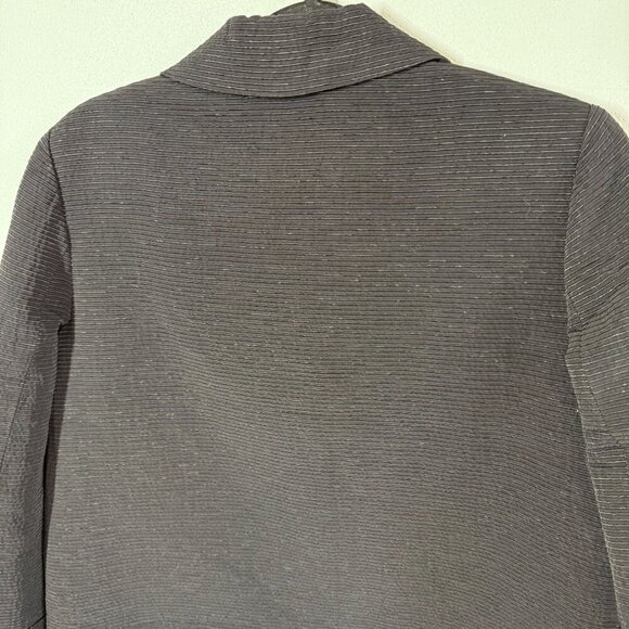 Elie Tahari Womens Black Textured 2 Button Lined Blazer Large Folded Cuffs - Picture 4 of 10